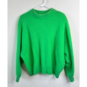 Rafaella Angora Rabbit Hair Blend Sweater Women's 2X Green Soft Fuzzy Vintage